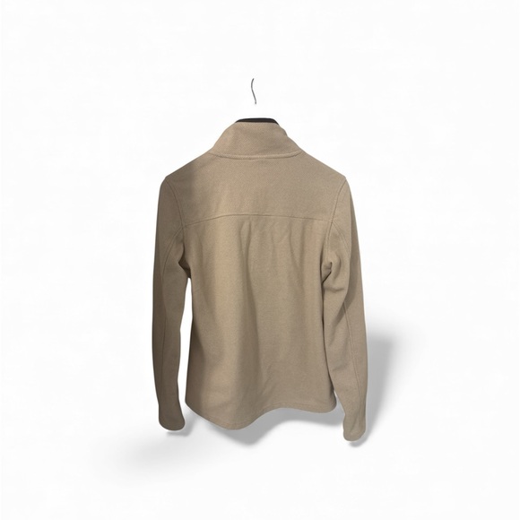 White Sierra Button Neck Long Sleeve Shirt Thumb Holes Tan Women's Medium - Picture 2 of 5